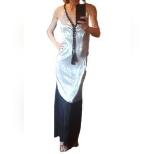 Zara Trafaluc Deco Inspired Black And Siver Maxi Dress